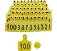 Crotales para Perros. 100 Pieces Cattle Ear Tags Number 001-1000 to Choose,for Dairy Cows Goat Sheep Pig Animal Identification Eartags 101-200/101-200(Yellow,1 100)