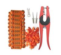 Crotales para Perros. For Sheep Pig Livestock Dog Animal Deer Farm Horse Cow Cattle, with 1Pcs Ear Tags Applicator, 001-100 Number(Orange)