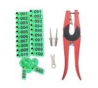 Crotales para Perros. For Sheep Pig Livestock Dog Animal Deer Farm Horse Cow Cattle, with 1Pcs Ear Tags Applicator, 001-100 Number Red/Yellow(Green)