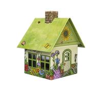 Crottendorfer - Casa para incienso de metal con soporte para conos de incienso incluido - para conos de incienso tamaño M - Dimensiones: 7,2 x 7,8 x 9,8 cm - Motivo: Mar de flores - Fabricado en