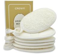 Crovin Esponja de lufa exfoliante corporal 100% natural para hombres y mujeres, paquete de 6 unidades, perfecto para baño y ducha