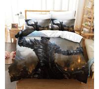 Crow Armor Caballero Edredón Impreso En 3D con Funda De Almohada Ruinas de Guerra 3 Piezas De Ropa De Cama con Cremallera Oculta Microfibra Muy Agradable Double（200x200cm）