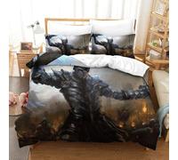 Crow Armor Caballero Edredón Impreso En 3D con Funda De Almohada Ruinas de Guerra Juego De 3 Piezas De Ropa De Cama con Cremallera Oculta Microfibra Muy Agradable Single（140x200cm）