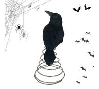 Crow Decoy, Halloween Crow Mini Tree Topper, 7.48x3.78x5.12 Inches Heavy Duty Artificial Bird Model Decoration for Hunting, Lawn, Outdoor Porch, Yard, Pool, Indoor Patio, Black