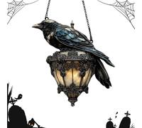 Crow Halloween Decor - Gothic Crow On Lantern Ornament Sign,2D Acrylic Sign Home Decorations,Spooky Outdoor Indoor Party Supplies Suitable For Living Room Bedroom Garden Yard Patio Holiday Decorat-A