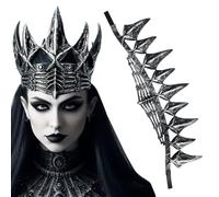 Crow Head - coronas de inspiración gótica, tadro de disfraces de Halloween | Dark Fantasy Royal Headwear Girls, dramática tiara de interpretación de graduación con diseño de espigas emplumadas