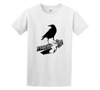 Crow On The Guitar Natural Male Crew Necks Print Unisex T-Shirts Men tee Cotton Tops White Shirt S
