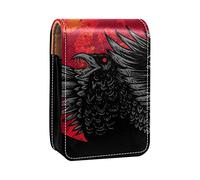 Crow Red Blood Moon - Estuche portátil para lápiz labial, mini caja de almacenamiento de lápiz labial con espejo para mujer, Varios colores, 9.5x2x7 cm/3.7x0.8x2.7 in