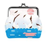 Crowd Albatross Beach Seaside Pattern Monedero Monedero Bolsa Bolsa de Cambio Regalos para Mujeres Niños Niñas Titular de la Llave