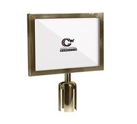 Crowd Control Warehouse Stanchion Post Top Sign Marco, 8.5 x 11 pulgadas horizontal de latón satinado de acero