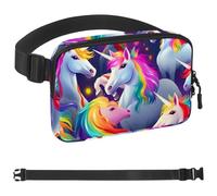 Crowds of Colorful Unicorns-145 - Cangurera cruzada para hombres y mujeres, bolsa de cinturón para viajes, casual, caminar, correr, senderismo, ciclismo, multicolor, 1.5 x 9.0 x 5.9 pulgadas,