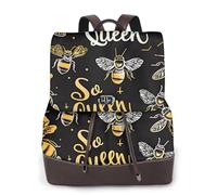 Crown Bee - Mochila de viaje a la moda para mujer, mochila casual, mochila de cuero estampada para mujer para el trabajo