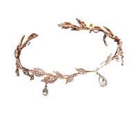 Crown Bridal Rhinestone Waterdrop Leaf Hair Accessories Romantic Head Accessories for Women para ocasiones especiales y festivales(Rose Gold)
