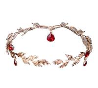 Crown Bridal Rhinestone Waterdrop Leaf Hair Accessories Romantic Head Accessories for Women para ocasiones especiales y festivales(Red)
