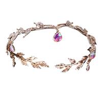 Crown Bridal Rhinestone Waterdrop Leaf Hair Accessories Romantic Head Accessories for Women para ocasiones especiales y festivales(Gold)