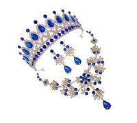 Crown Bridal Statement Locket Necklace Tiaras Band Earrings for Wedding Crowns Pearl Jewelry Beads Zinc Alloy Green