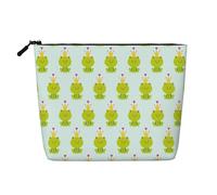 Crown Frog - Bolsa de viaje de cáñamo falso para mujer, bolsa de cosméticos de gran capacidad, organizador con cremallera para uso diario