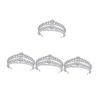 Crown Headsite Wedding Tadrowepiece for Bride Head Piezas para mujer, diamantes de imitación, Accesorios de IMitation Miss Silver Zircon (Silverx4pcs 16x16cmx4pcs)