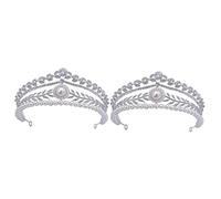 Crown Headsite Wedding Weldpisel para piezas de cabeza de novia para mujer, diamantes de imitación, accesorios de circón de imitación de Silver (Silverx2pcs 16x16cmx2pcs)