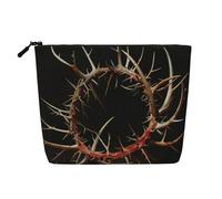 Crown of Thorns - Estuche de cosméticos de viaje de cáñamo falso, gran capacidad, con cremallera, resistente al agua, organizador diario