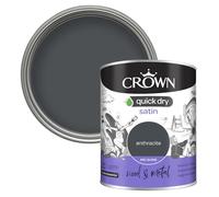 Crown Pintura satinada de secado rápido, gris antracita, 750 ml, madera o metal