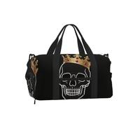 Crown Skull - Bolsa deportiva plana para fin de semana con compartimento para zapatos | Bolsa de viaje resistente al agua. Se adapta al asa de maleta.