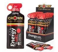 Crown Sport Nutrition Energy Gel | Geles Energéticos Ciclismo y Running | Carbohidratos BCAA | Arginina Taurina Electrolitos | Caja 12 x 40 g | Frutos Rojos Con Cafeína 64 mg | Vegano