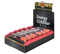 Crown Sport Nutrition Energy GUM Bar | Barrita Energética de Gominola con Carbohidratos, Sales y Aminoácidos | Textura blanda, con y sin cafeína | Vegana