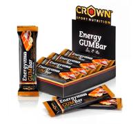Crown Sport Nutrition Energy GUM Bar Cacahuete Salado | Barritas Energéticas de Gominola Sin Cafeína | 300 mg Sodio | Caja 12 Uds | Vegana