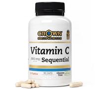 Crown Sport Nutrition Vitamina C Sequential | Vitamina C No Ácida 500 mg Liberación Prolongada | C-Fence + Ascorbato Cálcico | 90 Cápsulas Veganas | Informed Sport