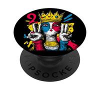 Crowned Queen Double Peace Retro Pop - Letrero de Arte gráfico Real PopSockets PopGrip Adhesivo
