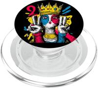 Crowned Queen Double Peace Retro Pop - Letrero de Arte gráfico Real PopSockets PopGrip para MagSafe