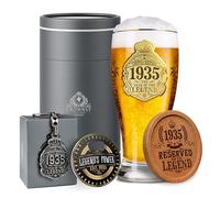 CROWNLY CRYSTAL® 1935 Regalos Originales Para Hombre Copas Personalizadas Copas De Cerveza 570 ml Regalos Para Padres Regalo Abuelo Regalo Hombre Original Regalos Hombre Regalo Hombre Cumpleaños