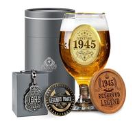 CROWNLY CRYSTAL® 1945 Regalos Hombre 80 Años Copas Cerveza Copas Personalizadas Decoracion Regalos Originales Para Hombre Regalos Para Hombre Regalos Personalizados Regalo Cumpleaños Mujer