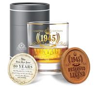 CROWNLY CRYSTAL® 1945 Regalos Hombre 80 Años Vasos Whisky Cristal Regalos Originales Para Hombre Regalos Personalizados Regalos Para Abuelos Regalos Cumpleaños Hombre Vasos De Whisky Cristal