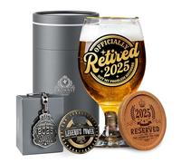 CROWNLY CRYSTAL® 2025 Copas De Cerveza - Regalo Jubilación Personalizado Para Hombre - Decoración y Tarjetas - Regalo Original Para Abuelo
