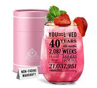 CROWNLY CRYSTAL® 40 cumpleaños para mujeres, vidrio personalizado, regalo de copa de vino 40, 475 ml, Kies