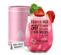 CROWNLY CRYSTAL® 50 cumpleaños para mujeres, vidrio personalizado de 50 años, regalos para mujeres, regalos de 50 para mamá, decoraciones de fiesta de 50 cumpleaños, regalos de 50 cumpleaños, regalos