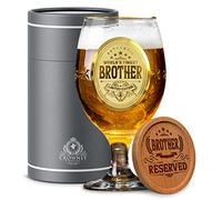 CROWNLY CRYSTAL® Regalo Hermano Regalos Personalizados Copas De Cerveza Decoracion Navidad Regalos Hermanos Boda Taza Mejor Hermano Regalos Para Hermanos Hombres Regalos Para Hombre Regalo Original