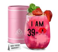 CROWNLY CRYSTAL Regalos de cumpleaños número 40 para mujeres, copas de vino, decoración personalizada para mamá, ideas de regalo divertidas para tía