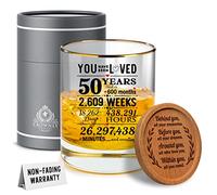 CROWNLY CRYSTAL - Regalos de cumpleaños número 50 para hombres, vaso de whisky personalizado, ideas de decoración