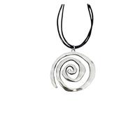 CrownOfRibbons Collar con colgante de espiral de plata con cordón negro, patrón de vórtice de remolino