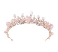 Crowpearl Crowpearl Crowdecoratiowedding tiara coronas Princesa Prom Pearl Rhinestone Tiara Diadema Bridal, Tamaño: 34 (oro 34 * 5.5cm)