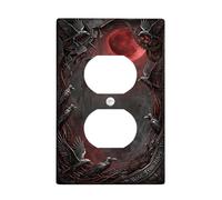 Crows - Cubiertas de salida dúplex para pared, diseño gótico de fantasía oscura, diseño de luna de Halloween, color rojo, plástico, tamaño estándar, doble toma de corriente, para recámara, baño