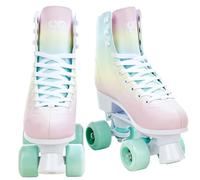 Croxer - Patines para niñas, niños, Quad, Patines para Adultos, niños - Patines con Ruedas - Diseño Retro años 70 - Rodamientos ABEC-7, Ruedas de PU - Alessa Rainbow, 40 (26 cm)