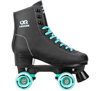 Croxer - Patines para niñas, niños, Quad, Patines para Adultos, niños - Patines con Ruedas - Diseño Retro años 70 - Rodamientos ABEC-7, Ruedas de PU - Alessa Black/Mint, 42 (27,5 cm)