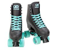 Croxer - Patines para niñas, niños, Quad, Patines para Adultos, niños - Patines con Ruedas - Diseño Retro años 70 - Rodamientos ABEC-7, Ruedas de PU - Alessa Black/Mint, 38 (24 cm)