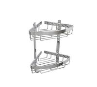 Croydex Aluminium Large Two Tier Corner Basket, Metal, Chrome, 20.5x31x38.5 cm