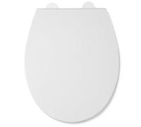 Croydex Asiento de inodoro ovalado de cierre suave, termoplástico resistente con bisagras ajustables, botón de liberación rápida para una fácil limpieza, solo fijación superior, se adapta a la mayoría