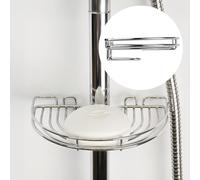 Croydex Riser Rail Soap Basket Cesta de jabón de Acero Suave Cromado sin óxido fácil de Instalar, Inoxidable, 12 x 17 x 3.5 cm